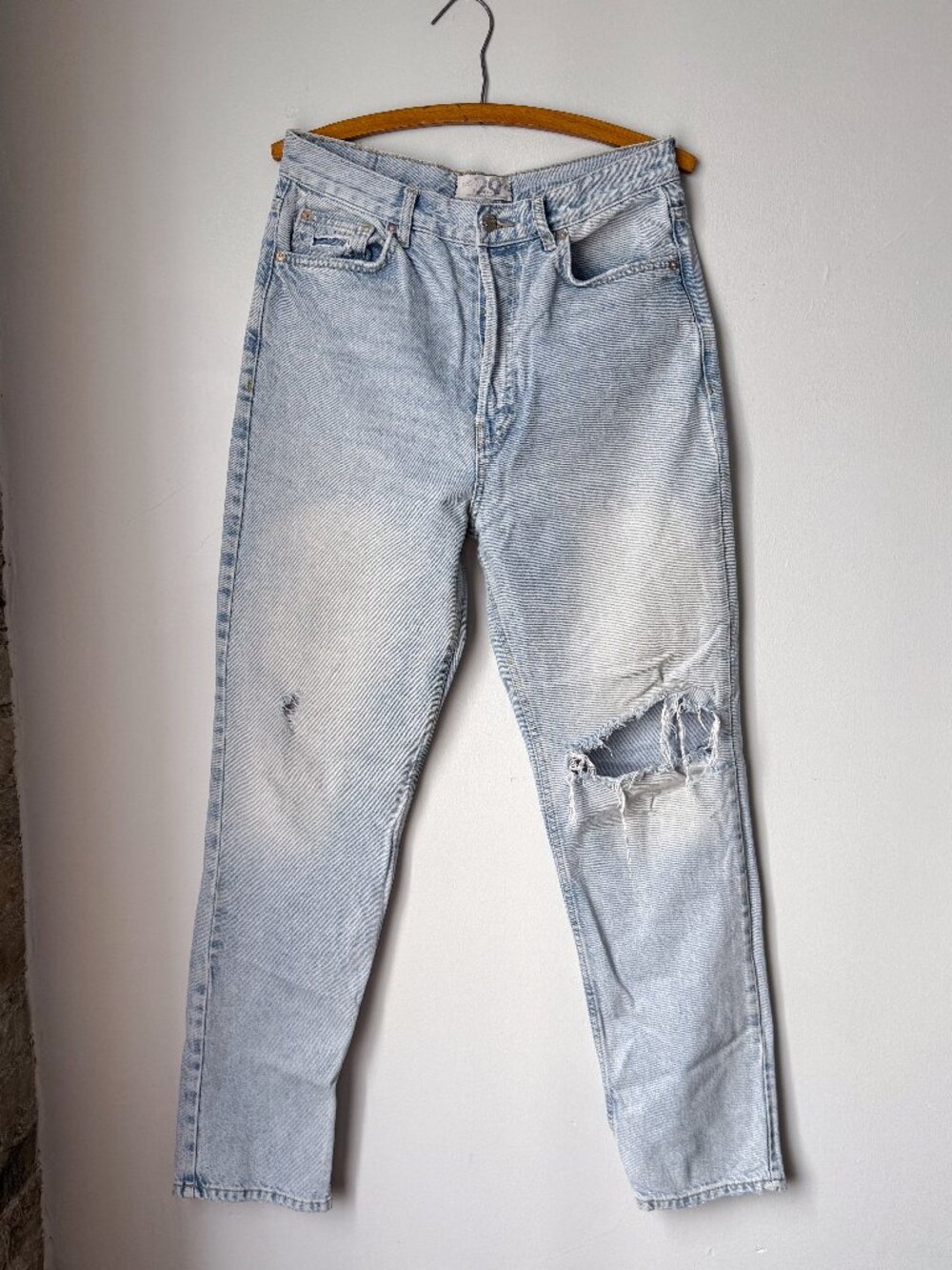 We The Free by Free People High Rise Straight Leg Distressed Jeans 29